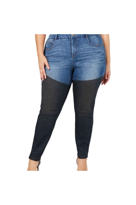 Womens Queen Skinny Fit Jeans, Blue, Plus Size, 18W