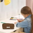 thumbnail image 1 of YSKING Brown Soft Corduroy Mini Pencil Pouch 7.48×2.76×2.36in Smooth Metal Zipper Compact Stationery Organizer Multi-Use Office Travel Cosmetic Storage Great Daily Carry, 1 of 7