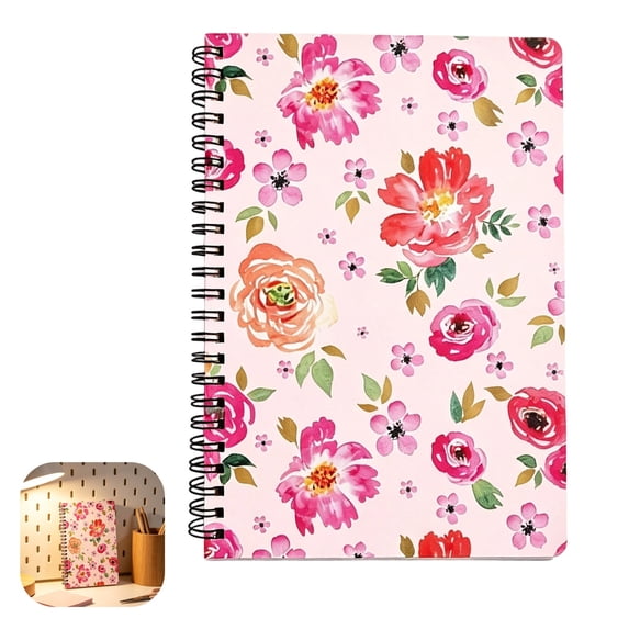YSKING Clearance Floral Hardcover Spiral Notebook A5 8.27 x 5.71 in, Ruled Lined Journal Notebook, Double‑Sided Writing for Office Home Travel Craft Note Taking
