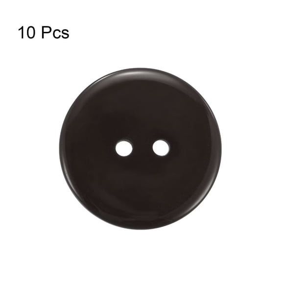 YSLX 10 Pack 1 Inch Round Resin Buttons, 2 Holes Dark Brown Smooth Flat Buttons for Coats, Jackets, Shirts, DIY Sewing Crafts