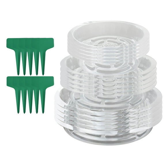 YSMN 11" Saucer Clear Plastic Plant Saucers (15 Pieces)
