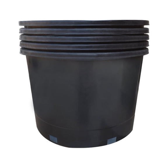 YSMN 16.1 x 13.2 x 11.8 Round Black HDPE Nursery Pots with Drainage Holes (5 Count)