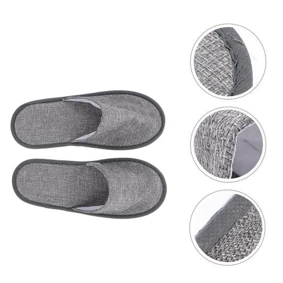 YSNOOWE 1 Pair Slippers for Home Use Grey Cotton Linen Comfortable Anti-slip Prevent Foot