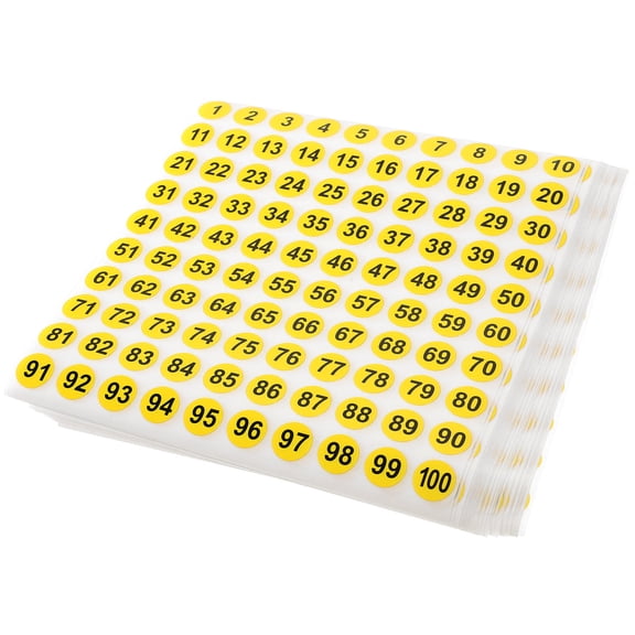 YSNOOWE 100 Sheets Number Dots Stickers Yellow for Classifying Storage