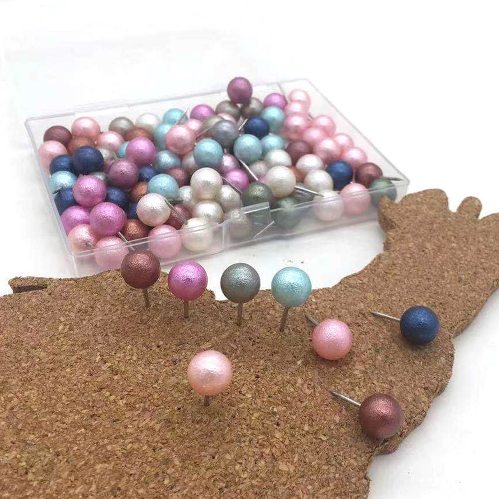 YSNOOWE 100Pcs Bright Color Thumb Tacks Ball Shaped Head Pushpins for ...