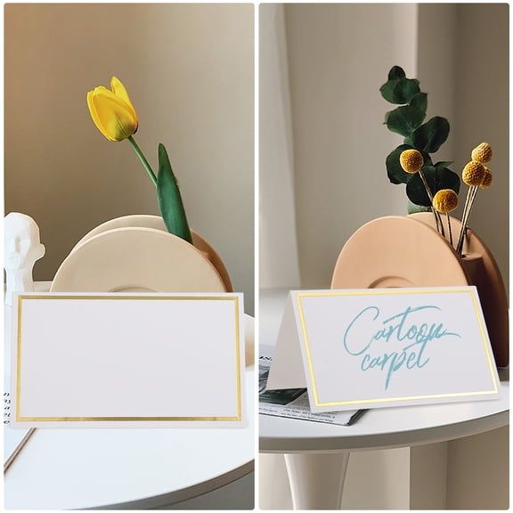 YSNOOWE 100Pcs Place Cards Paper Gold Foil Bezels for Weddings Table Identification