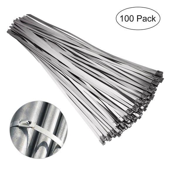 YSNOOWE 100Pcs Stainless Steel Cable Zip Ties Heavy Duty Wire Ties Silver 4.6Mm * 300Mm