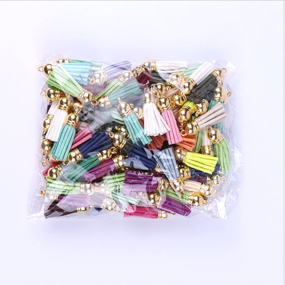 YSNOOWE 100Pcs Suede Tassel Straps for Keychains, Bag Charms, Pendants Making Accessories, Assorted Colors, 4cm Length