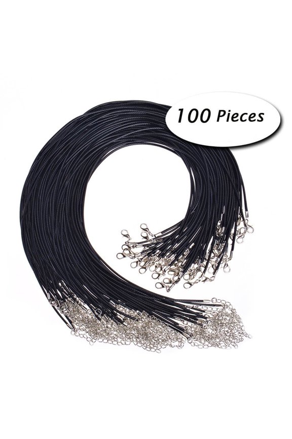 100Pcs Waxed Lacing Cord Black Waxed Cotton Necklace Cord for DIY Enthusiasts and