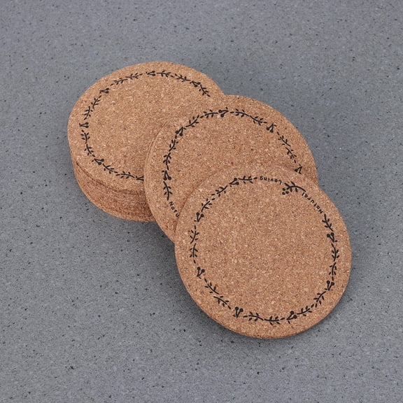 YSNOOWE 10Pcs Coffee Cup Coaster Round Cork and Wood Stain Resistant for Dinner