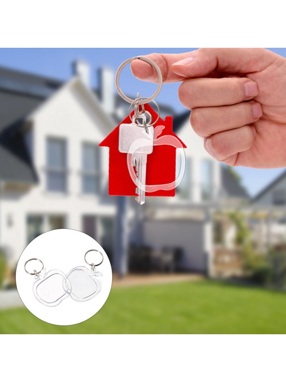 10Pcs Transparent Picture Frame Keychains Acrylic Photo Holder for Bag Purse Decoration