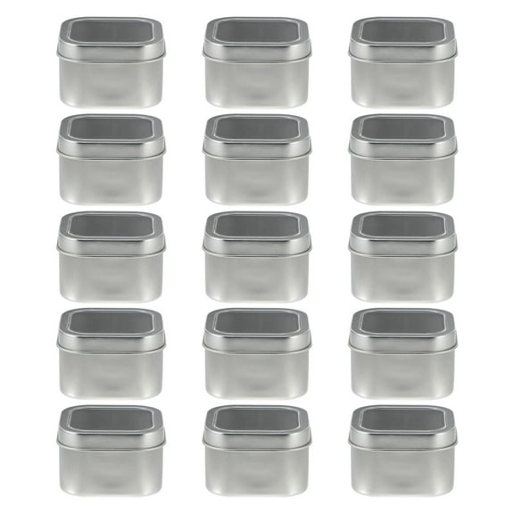 YSNOOWE 15Pcs Metal Tins with Lids for DIY Projects and Sealing Silver 7.7X7.7X5CM