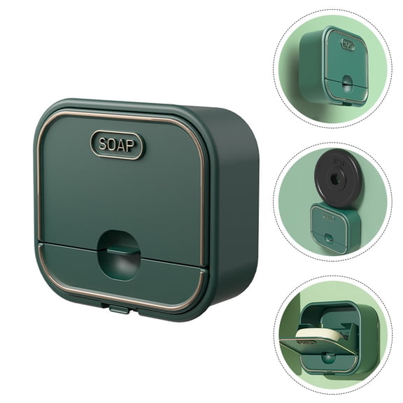 YSNOOWE 1Pc Green Wall-Mounted Soap Box Waterproof PP Material Soap Holder for Bathroom