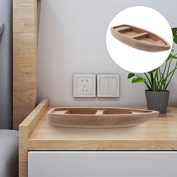 YSNOOWE 1Pack Wooden Ship Model Nautical Table Decor Khaki 6.7X2.6X0.8in For Sushi Serving Tray