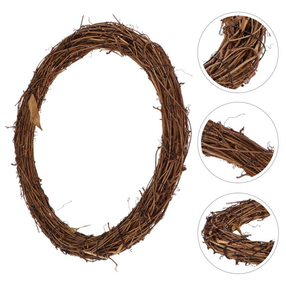 YSNOOWE 1Pc Light Brown Natural Vine Wreath Frame, Plain Round Circle for Craft Floral Garland Wall Door Home Decor