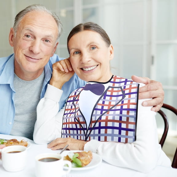 YSNOOWE Multi Polyester Adult Mealtime Bib Waterproof with Large Pocket Easy to Carry 1Pc