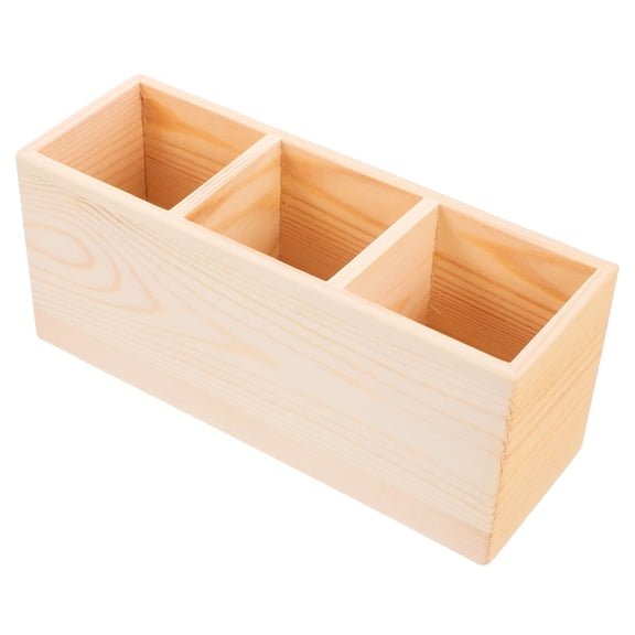 YSNOOWE 1Pcs Rectangular Wood Pencil Holder for Makeup and Office 9.4x4.1x3.3in