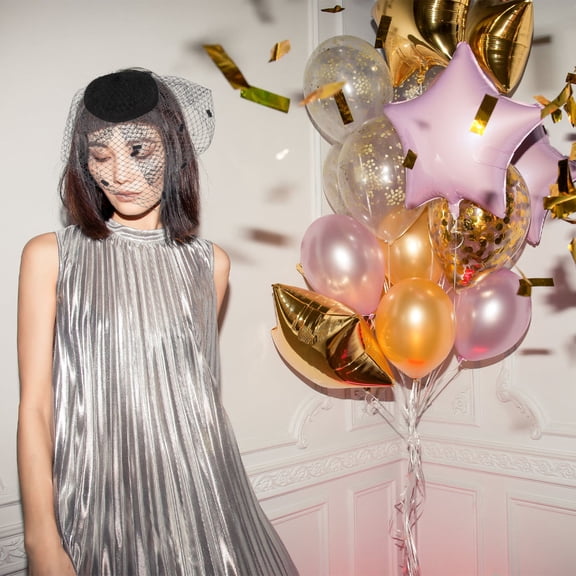 YSNOOWE 1Pcs Veil Headdress Black Woolen and Mesh Material Small Billycock Shape for Women Funeral