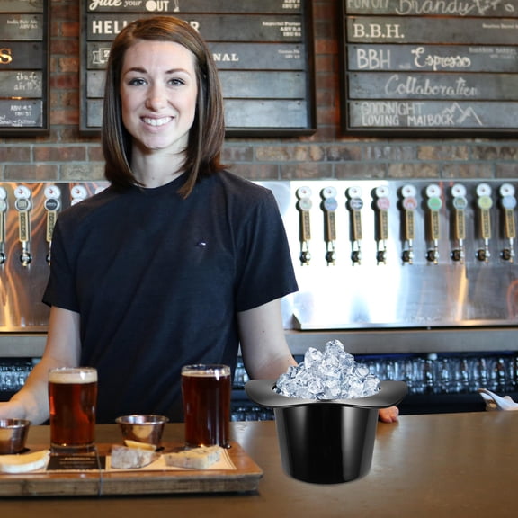 YSNOOWE 1Set Ice Bucket Drinks In Black Plastic For Chilling Beverages At Dinner Parties And Happy Hours