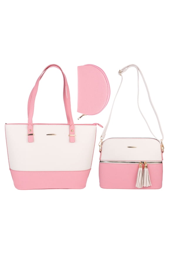 1Set Ladies Bag with Wallet for Women Fashionable Rectangular Shape PU Handbag