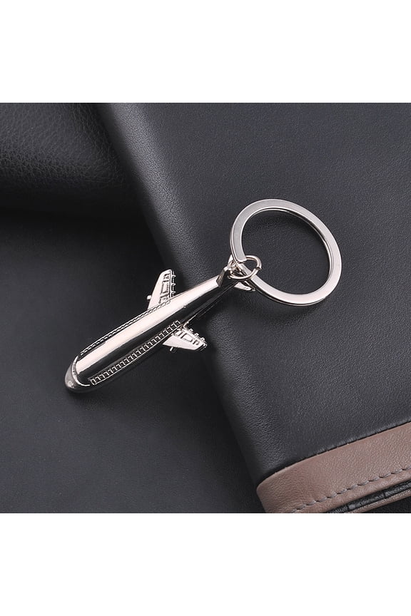 1Set Metal Airplane Keyring for Car Key Accessory in Silver