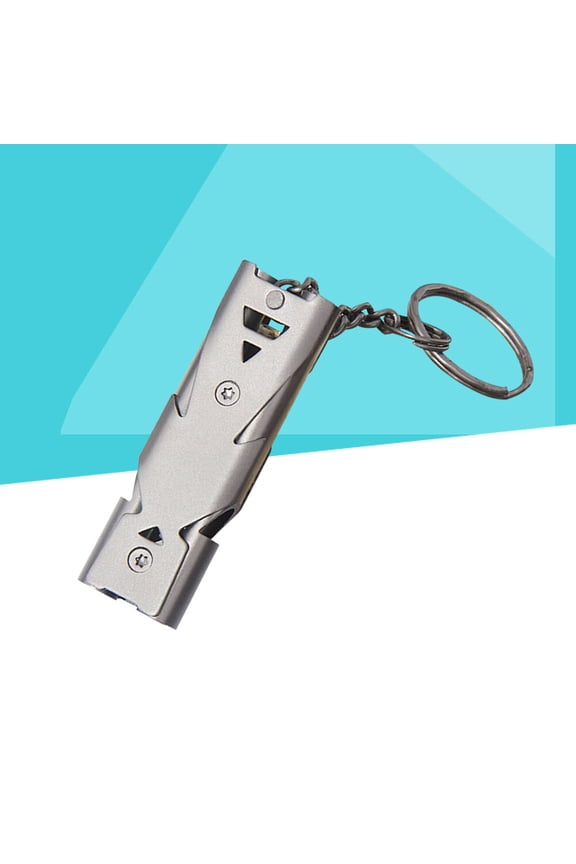 1Set Outdoor Survival Whistle in Silver with Keychain for Easy Attachment