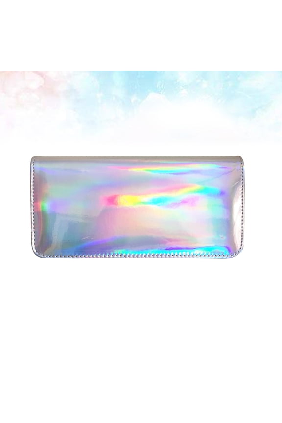 1Set Reflective Wallet Geometric Holographic Bag Silver 8.46X3.93X1.18in Credit Card Holder