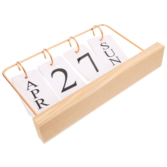 YSNOOWE Rustic Charm Perpetual Desk Calendar Set with Paper and Iron, Daily Design for Adults, 11.8x6.6x1.9 inches