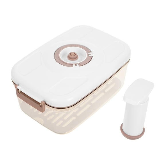 YSNOOWE Vacuum Seal Container Set, Beige Plastic Kitchen Storage Box for Meal Prep and Space Saving Organization