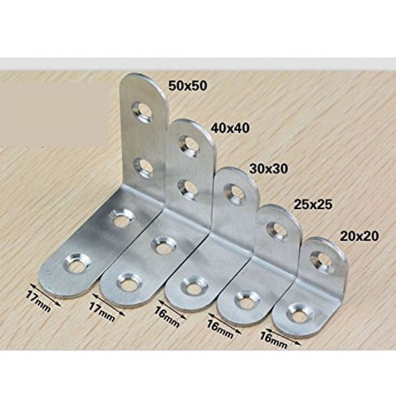 YSNOOWE 20Pcs Structural Support Angle Connector Joints Silver Radiator Shelf Brackets 0.98Inch x 0.98Inch x 0.06Inch