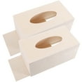 thumbnail image 1 of YSNOOWE 2Pcs Diy Tissue Box Diy Tissue Box Holder Beige Plain Color Design Wood Material Home Use, 1 of 8