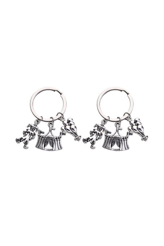 2-Pack Metal Pendant Keychains with Retro Clown Design, Key Holders for Men and Women