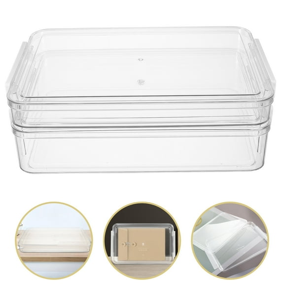 YSNOOWE 2Pcs Portable File Box Plastic File Organizer Box For Documents Container 13.7X9.2X2.6In