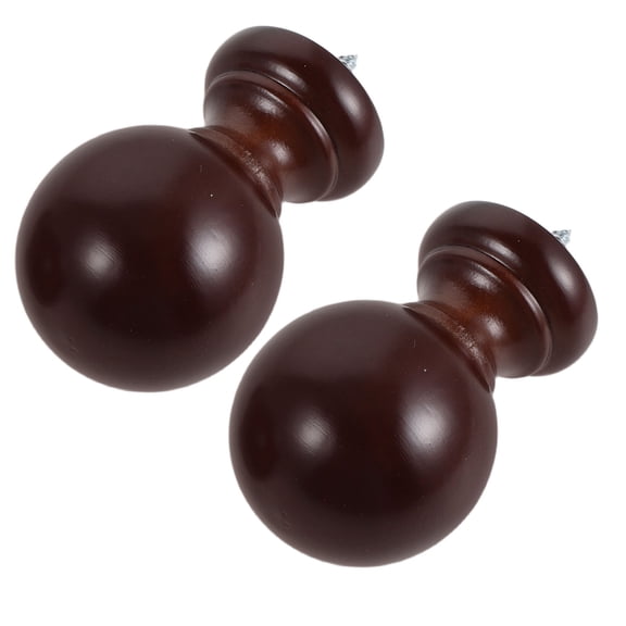 YSNOOWE Decorative Wooden Finials Coffee Ball Shape for Curtain Rods 2Pcs