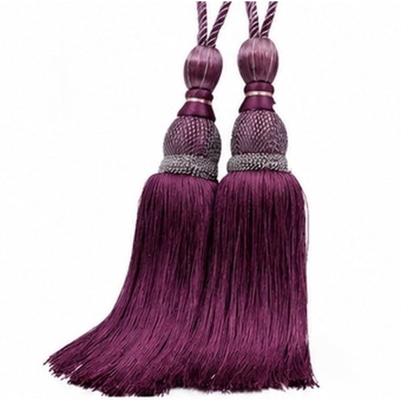YSNOOWE 2Pcs Tassel Curtain Ties Dark Purple Polyester Ball for Sitting Room 11.8x1.6x1.6in