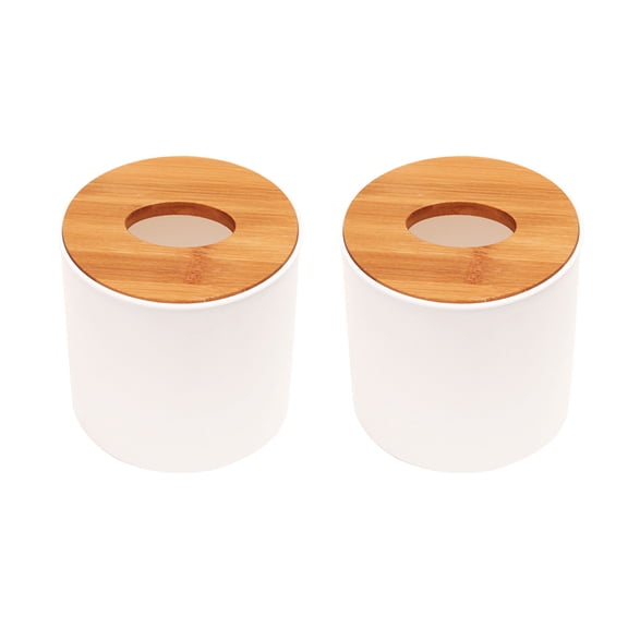 YSNOOWE 2Pcs White Plastic Tissue Box Holder with Cylindrical Design for Home Use