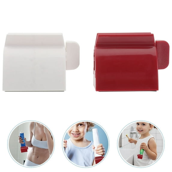 YSNOOWE 2Pcs Toothpaste Squeezer Abs Red and White Bathroom Accessories 6.4 x 3.91 x 4.65Cm