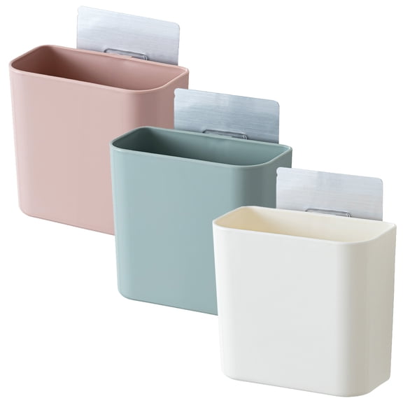 YSNOOWE 3Pcs Self Adhesive Plastic Organizer Blue Rectangular Modern Homeowners