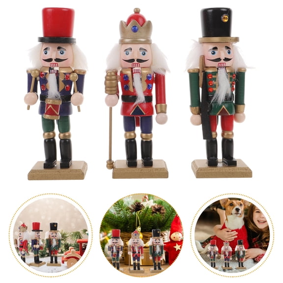 YSNOOWE 3Pcs Set Nutcracker Decoration for Desktop and Living Room with Wooden Figure