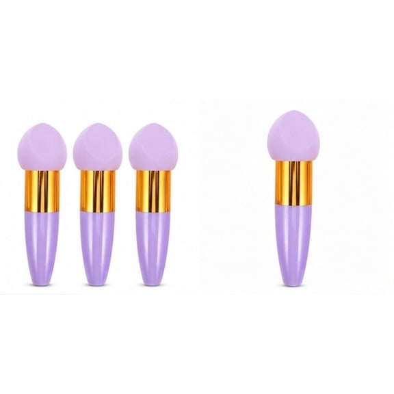 YSNOOWE 3-Piece Soft Makeup Sponge Set with Handle, Angled Foundation Blender for Liquid, Cream, Powder Beauty Tool