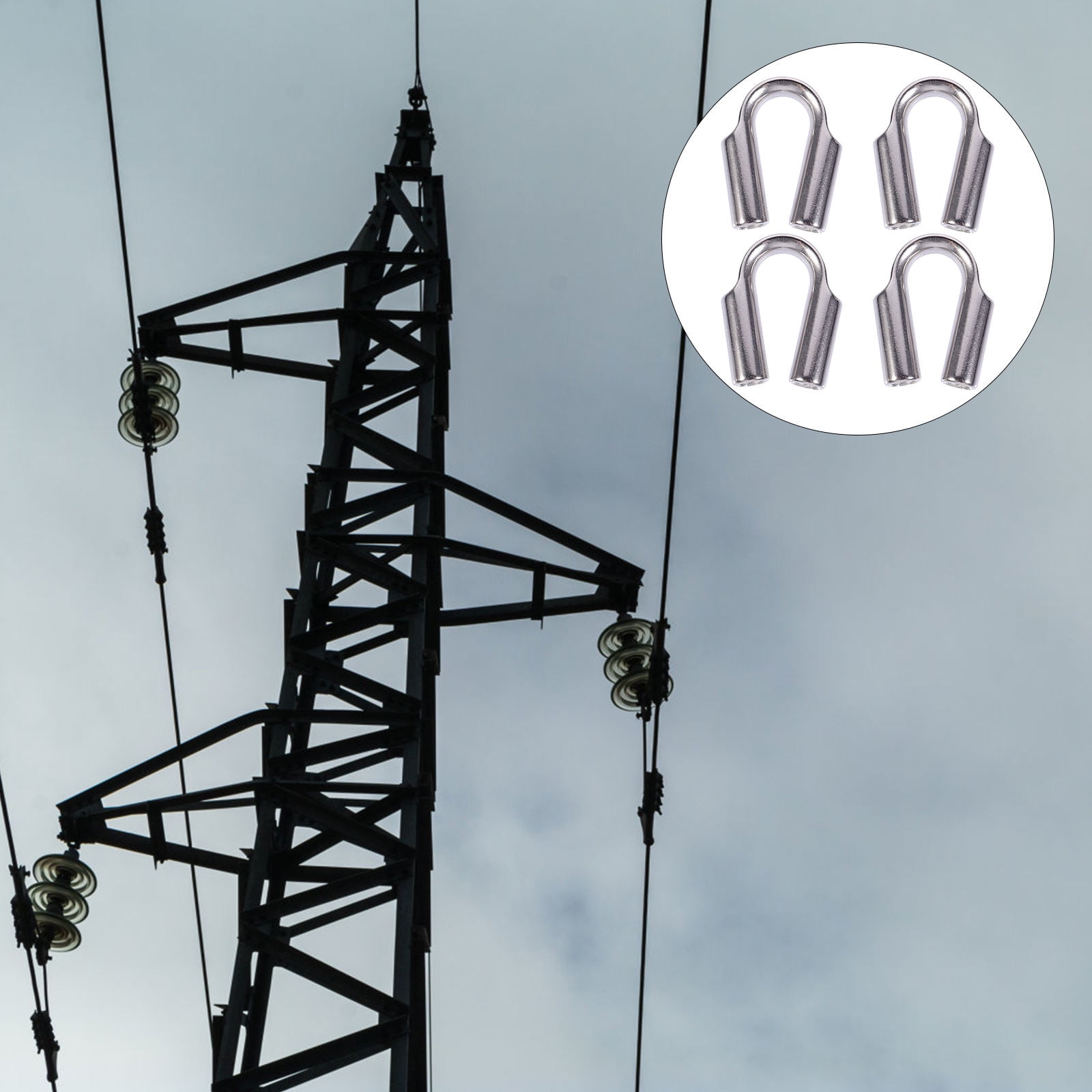 YSNOOWE Wire Rope Cable Clamps Rigging Ring Silver 304 Stainless Steel ...