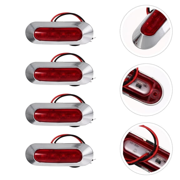 YSNOOWE 4Pcs Red ABS Square SMD Truck Side Light for Service Truck 9.50X3.20X1.00CM