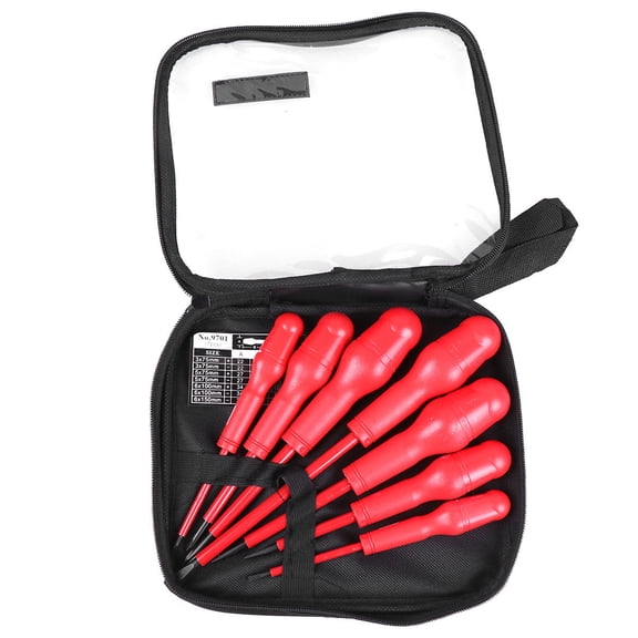 YSNOOWE 7Pcs Small Screwdriver Set Red Ergonomically Designed Handle For Repair Work 10.2x1.4x1.4in