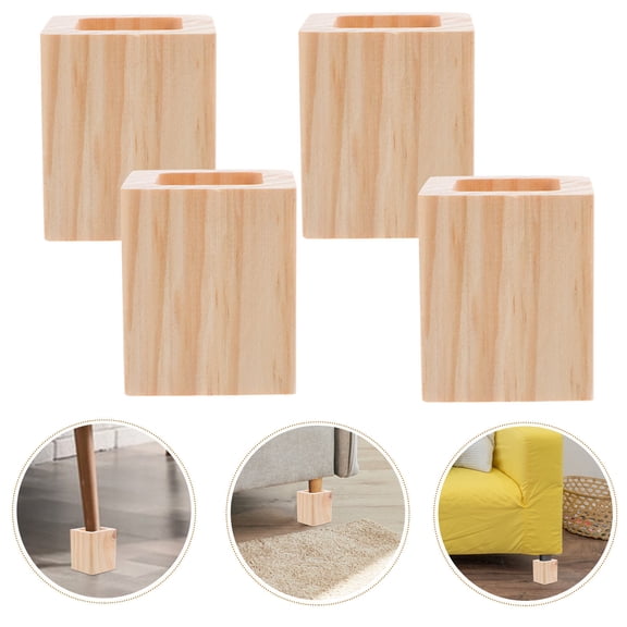YSNOOWE 8Pcs Wood Furniture Leg Risers with Nonslip Pads for Bed Table Sofa Chair Stability Support