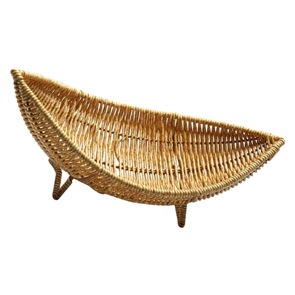 YSNOOWE Basket Tray 1Piece Woven Ship Shaped Basket Light Coffee 11.4X5.7X3.9in Rattan Look Material For Home Use