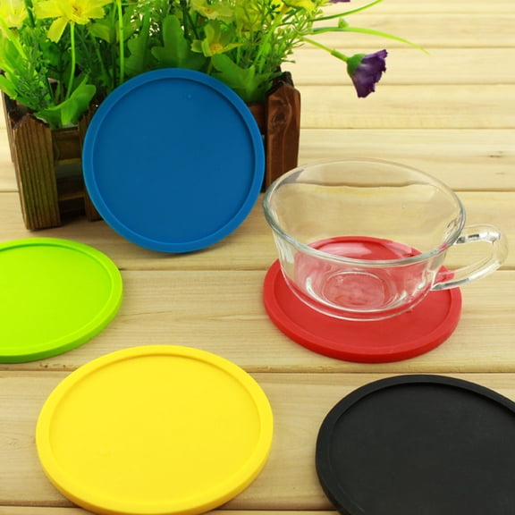YSNOOWE Mug Mats Coaster Green 5pcs Food Grade Silicone