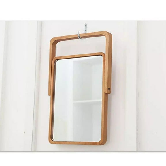 YSNOOWE Elegant Wooden Frame Glass Makeup Mirror for Women Quick Touch Ups Adjustable Angle Light Brown