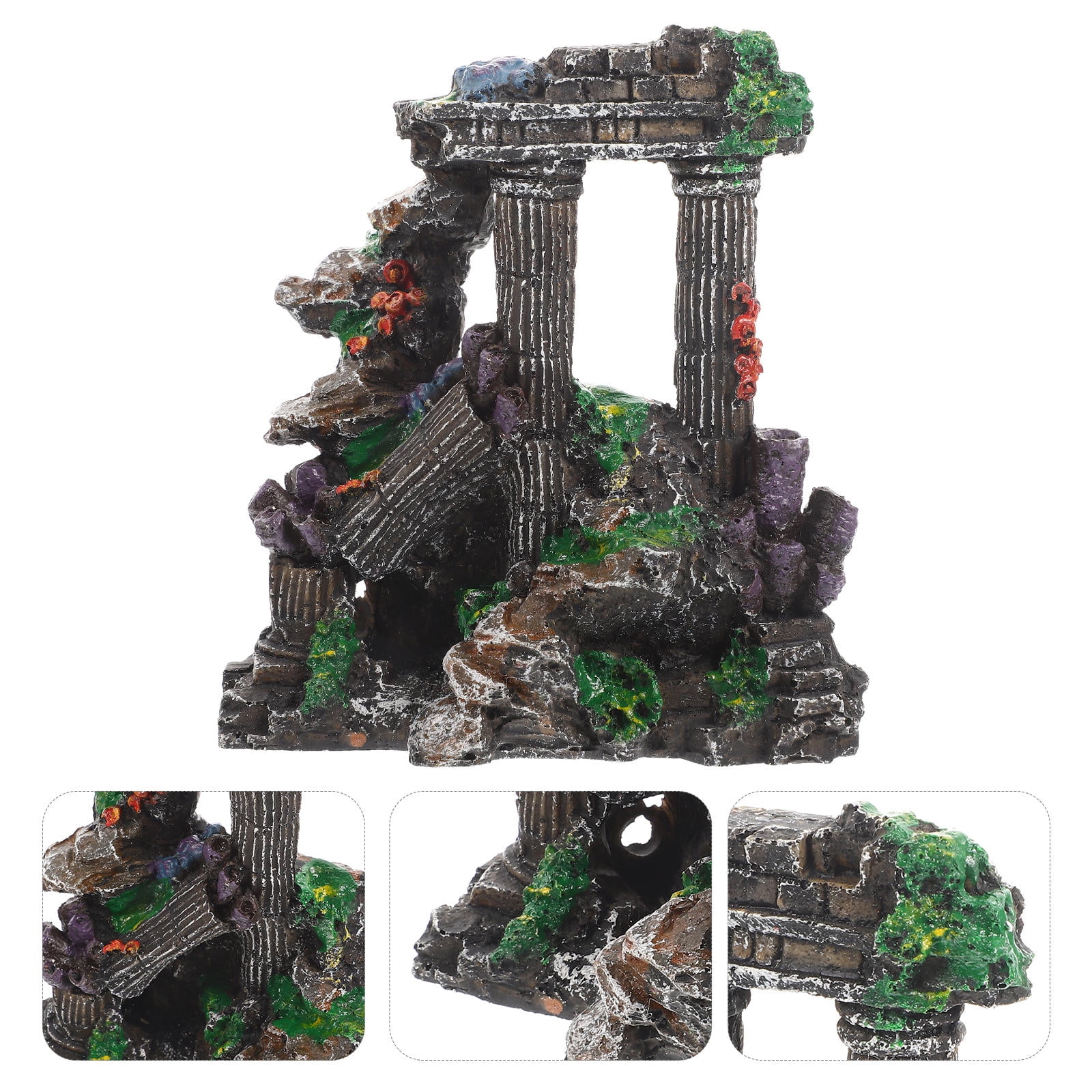 View of YSNOOWE Fish Tank Pillar Castle Shape Ancient European Style Aquarium ...