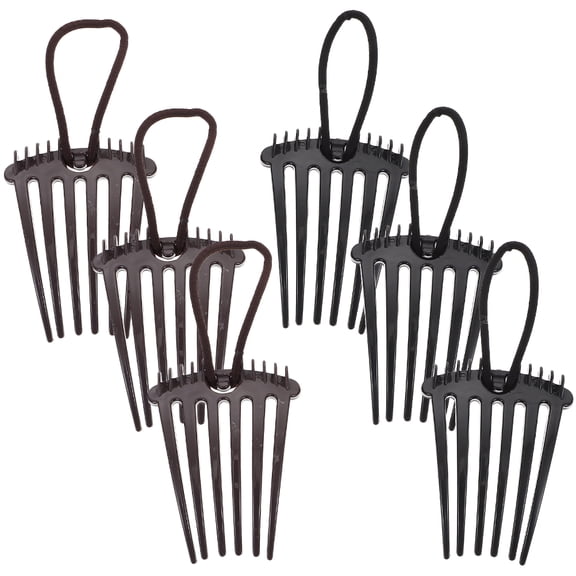 YSNOOWE Hair Combs with Elastic Band 6Pcs for Women Hair Fork Clips Simple Design Various Occasions
