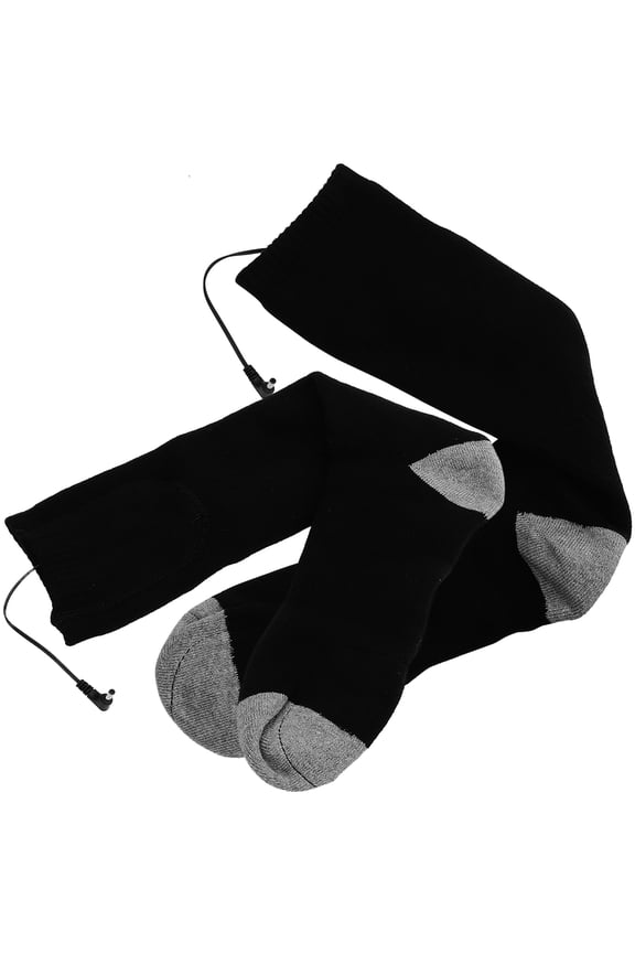 Heating Socks 1 Pair for Men Winter Use Black Cotton with Rechargeable Battery and USB Charging for Skiing